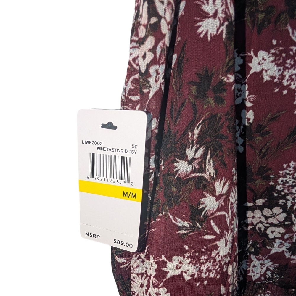 LAUNDRY BY SHELLI SEGAL WOMEN'S FLORAL SHIRRED SLEEVES AND SMOCKED WAIST SIZE M - Picture 9 of 11